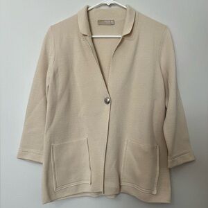 100% Cotton Italian Dismero Beige Blazer Style Cardigan Jacket with Pockets